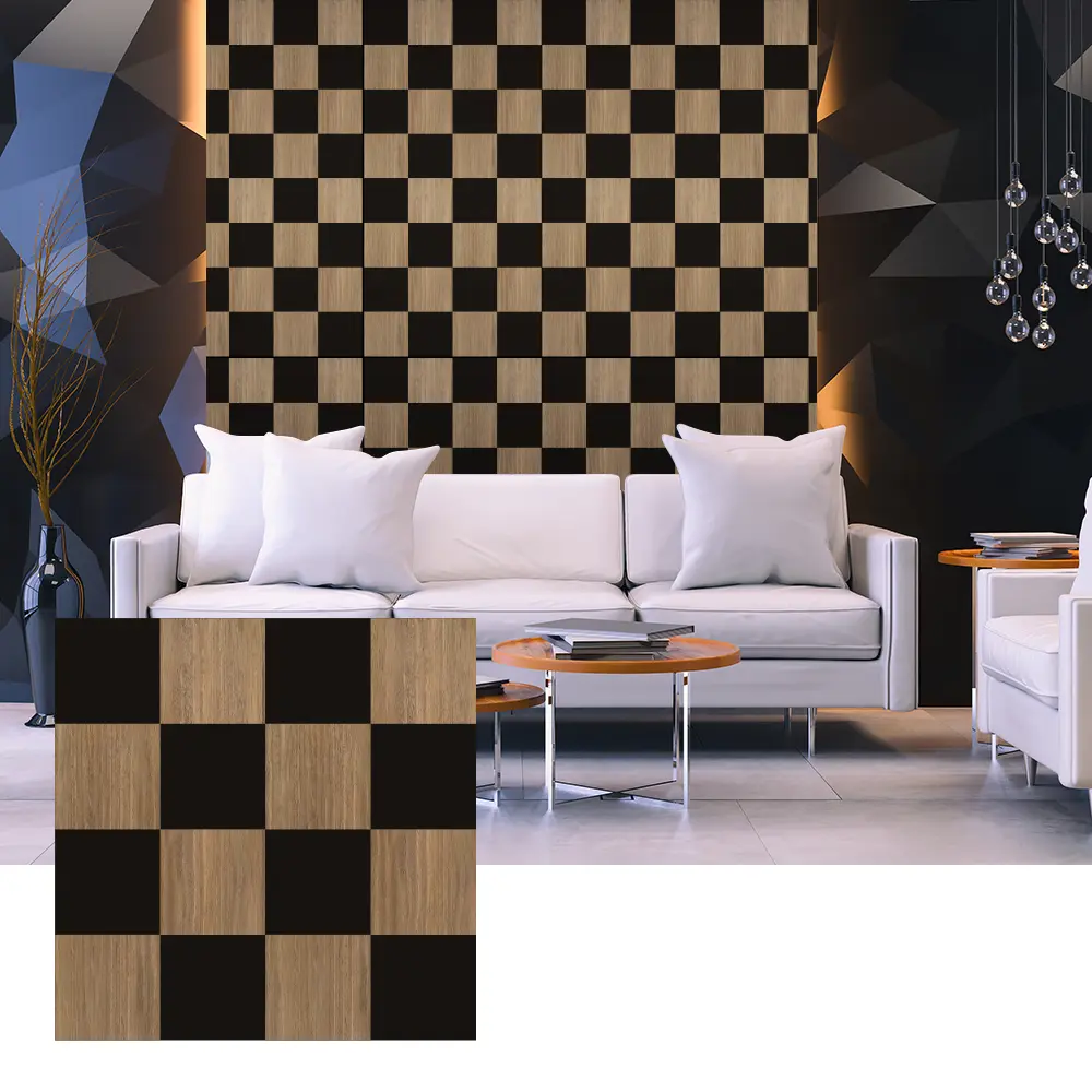 Paneles acústicos de chapa de madera 3D para diseño de paredes interiores