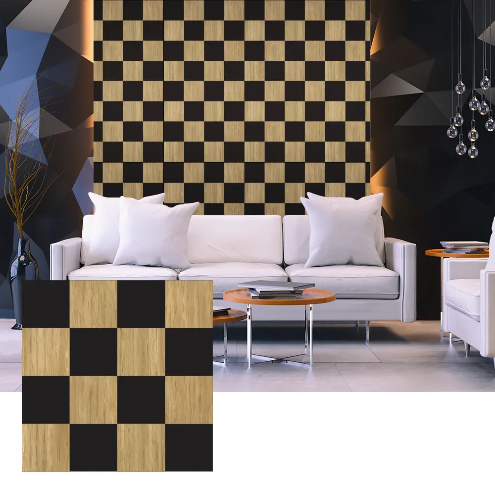 Paneles acústicos de chapa de madera 3D para diseño de paredes interiores