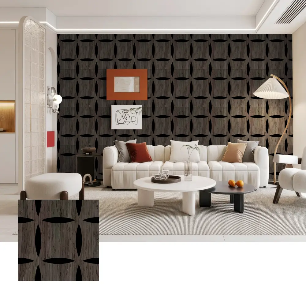 Paneles de pared acústicos de madera 3D para interiores decorativos