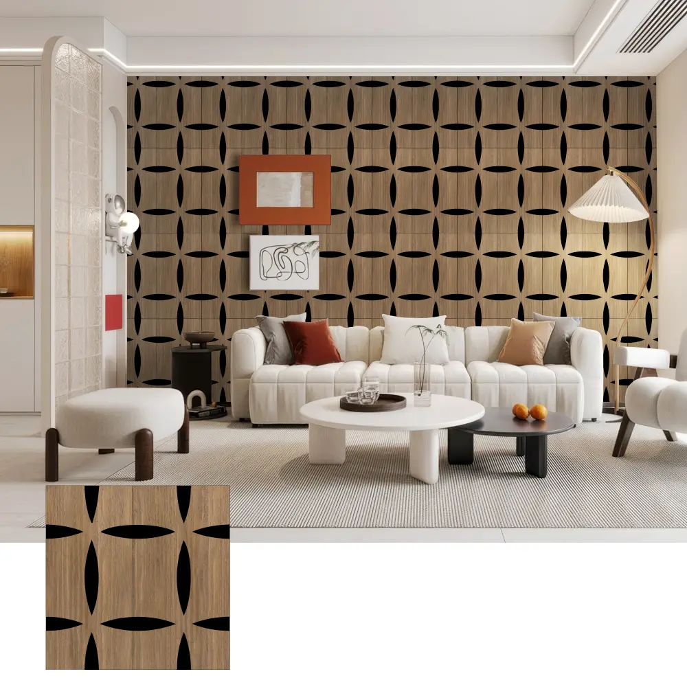 Paneles de pared acústicos de madera 3D para interiores decorativos