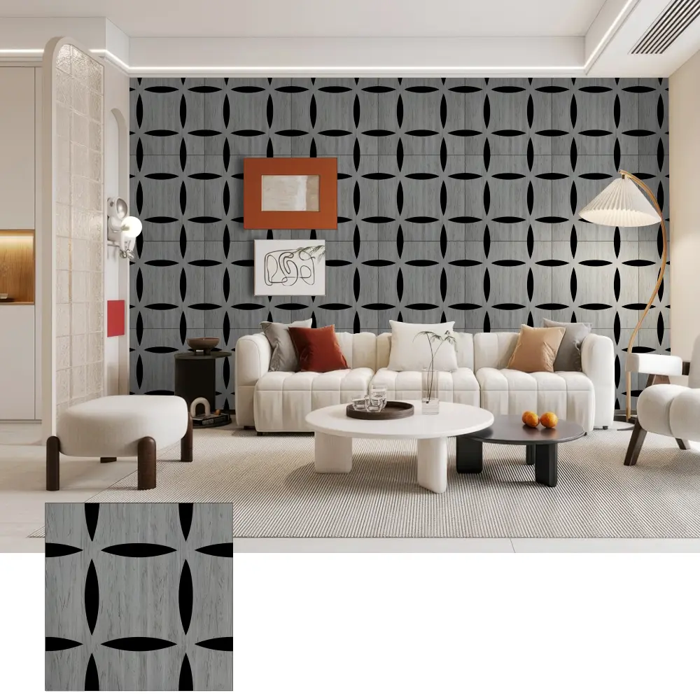 Paneles de pared acústicos de madera 3D para interiores decorativos