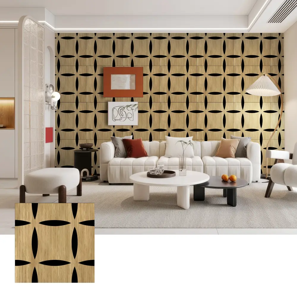 Paneles de pared acústicos de madera 3D para interiores decorativos