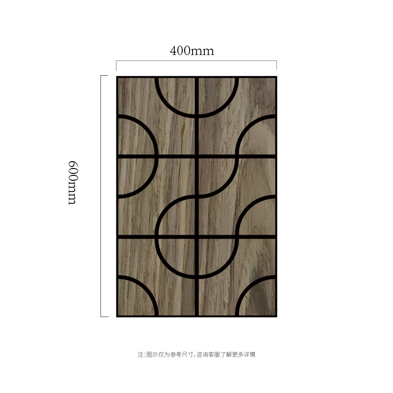 Panel de pared acústico de madera MDF sobre PET con rejilla de arco Panel de pared acústico de madera MDF sobre PET con rejilla de arco