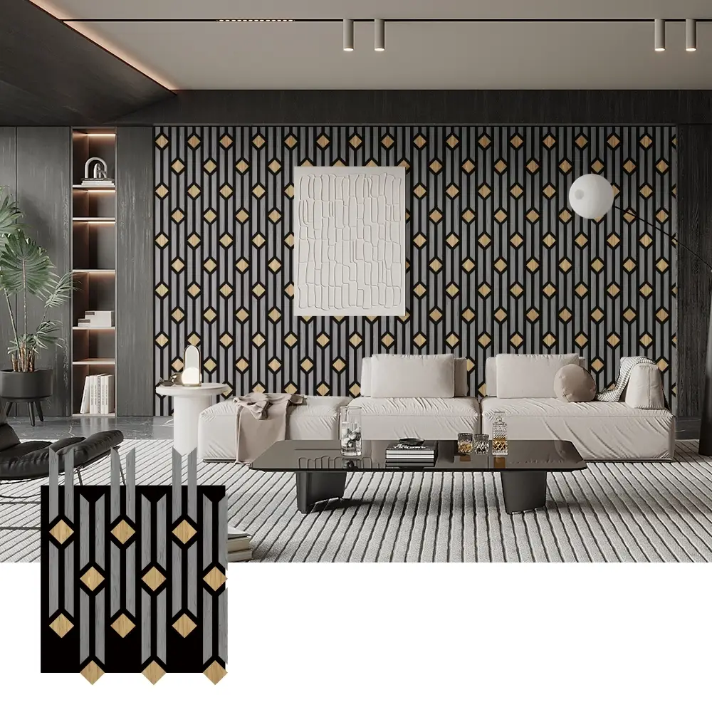 Paneles artísticos de madera acústica 3D para decoración de paredes