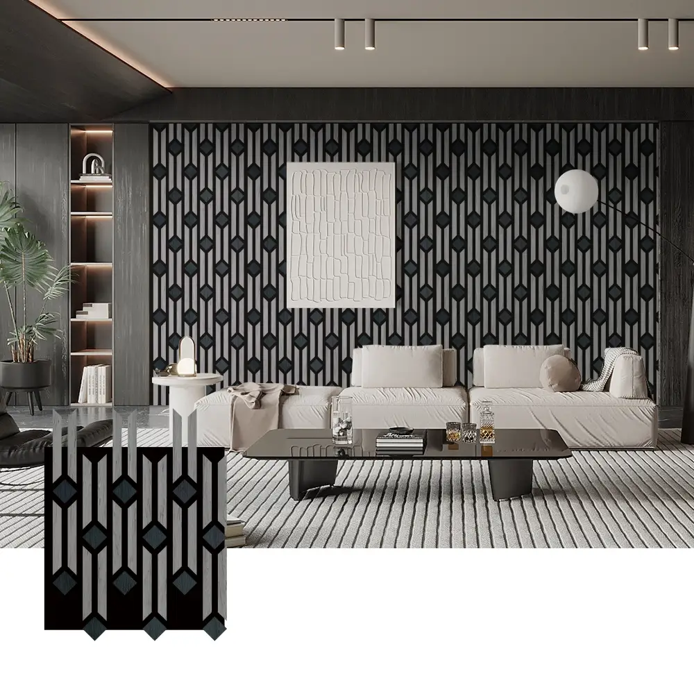 Paneles artísticos de madera acústica 3D para decoración de paredes