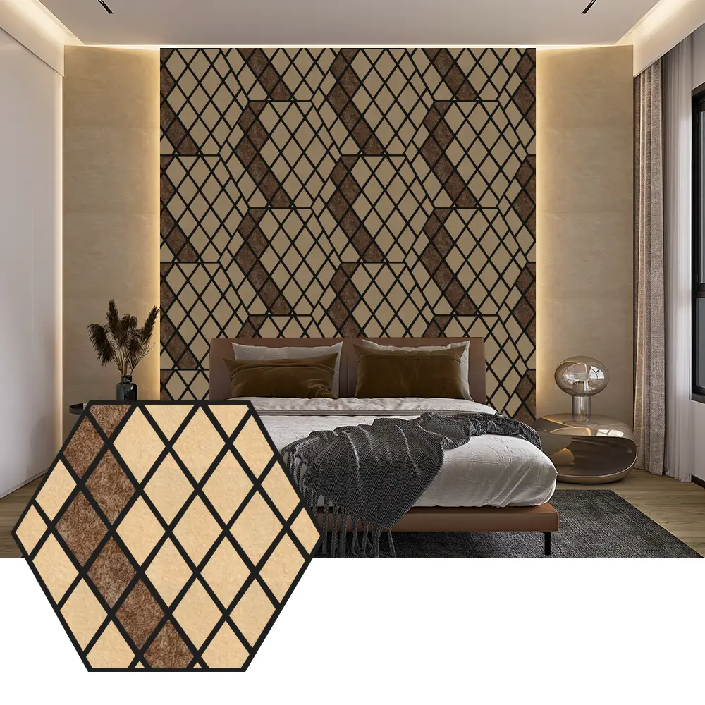 Paneles acústicos de PET hexagonales para un diseño de paredes moderno