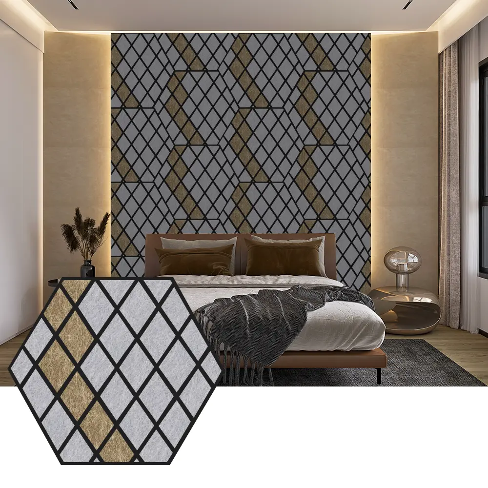 Paneles acústicos de PET hexagonales para un diseño de paredes moderno