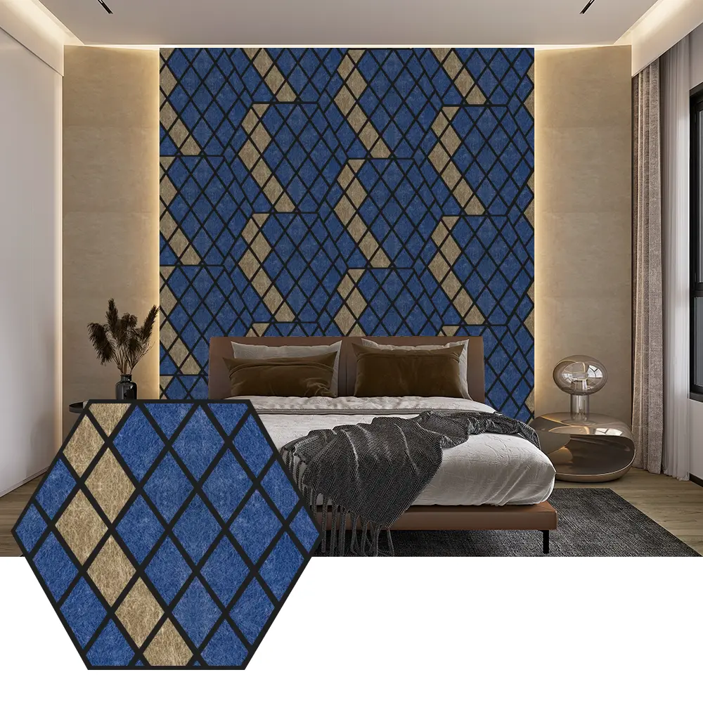 Paneles acústicos de PET hexagonales para un diseño de paredes moderno