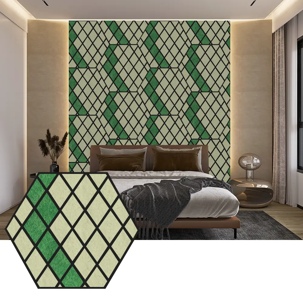 Paneles acústicos de PET hexagonales para un diseño de paredes moderno