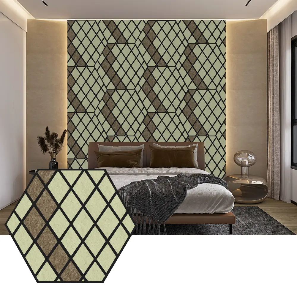 Paneles acústicos de PET hexagonales para un diseño de paredes moderno
