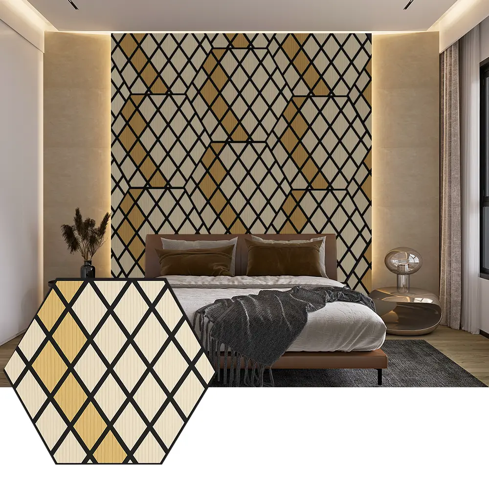 Paneles acústicos de PET hexagonales para un diseño de paredes moderno Paneles acústicos de PET hexagonales para un diseño de paredes moderno