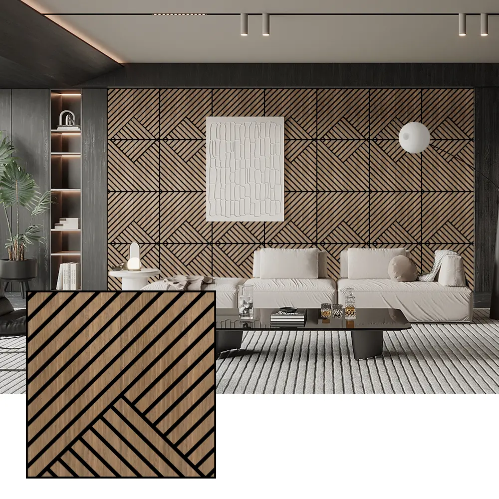 Paneles acústicos de chapa de madera natural para paredes interiores