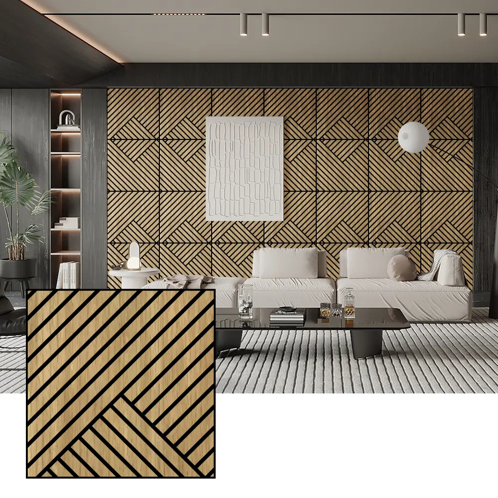 Paneles acústicos de chapa de madera natural para paredes interiores