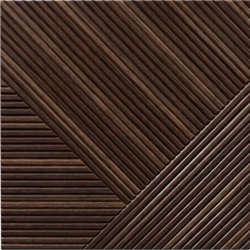 Panel acústico de madera geométrica oscura para oficina ejecutiva de Wonear